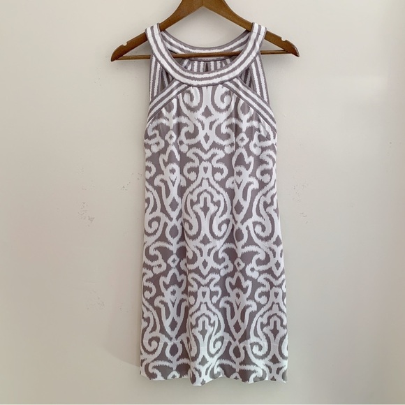 Gretchen Scott Dress Isosceles Halter Taupe White - Picture 1 of 8